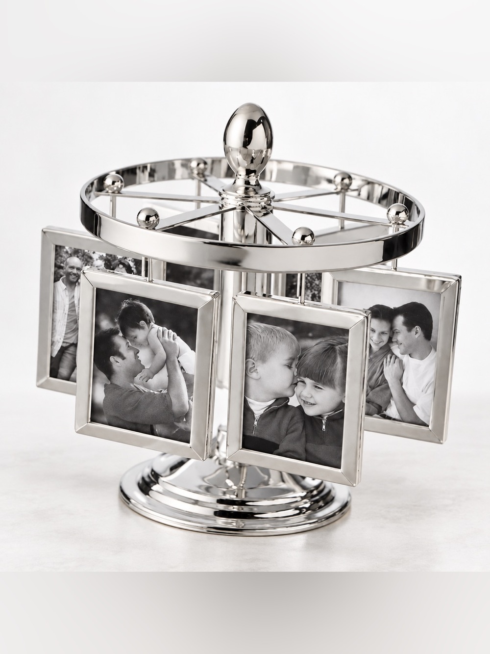 Home Collection Silver-Plated Spinning Multi-Photo Frame NIB